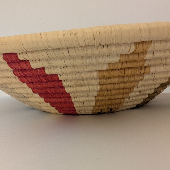 GHANA Natural Round Plate Basket Tray Native African Tribal Organizer Colorful - Picture 8 of 12